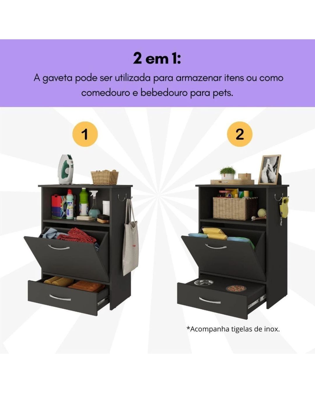 Balcão Organizador Multiuso Comedouro para Cães e Gatos - Imagem 4