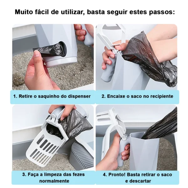 Pá Higiênica Coletora De Fezes de Gatos e Cães Com Dispenser - Imagem 5