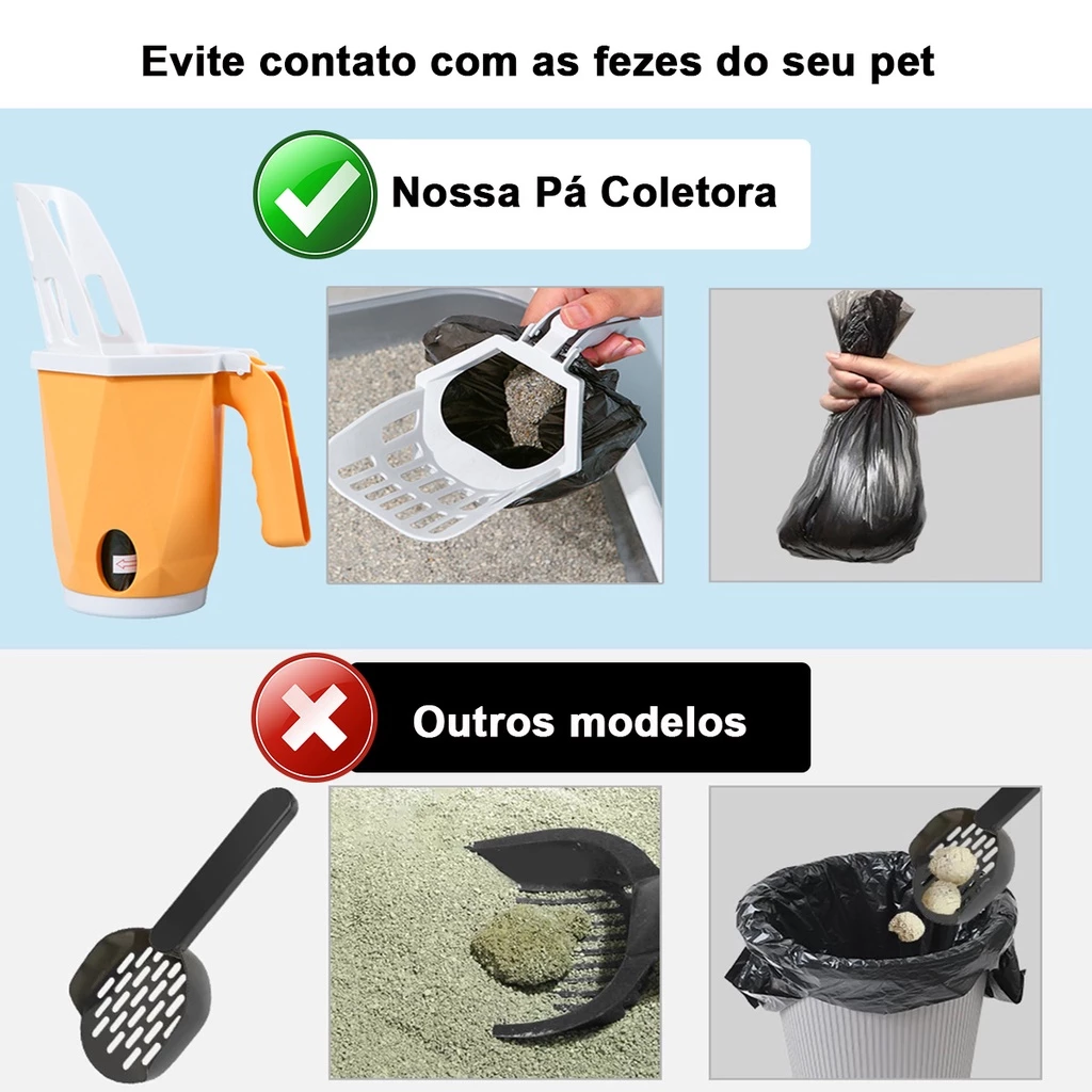 Pá Higiênica Coletora De Fezes de Gatos e Cães Com Dispenser - Imagem 4